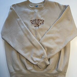 Nike Tan Crewneck Sweatshirt with Brown Retro Logo